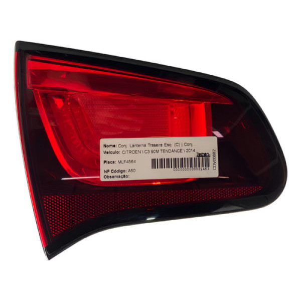 Lanterna Traseira Esquerdo Porta Malas Citroen C3 2014 Esquerdo Vermelho